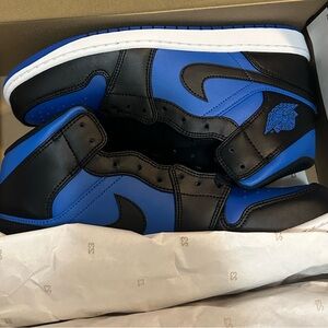 Air Jordan 1 Mid Sz 11 Black/Royal Blue-Black-White